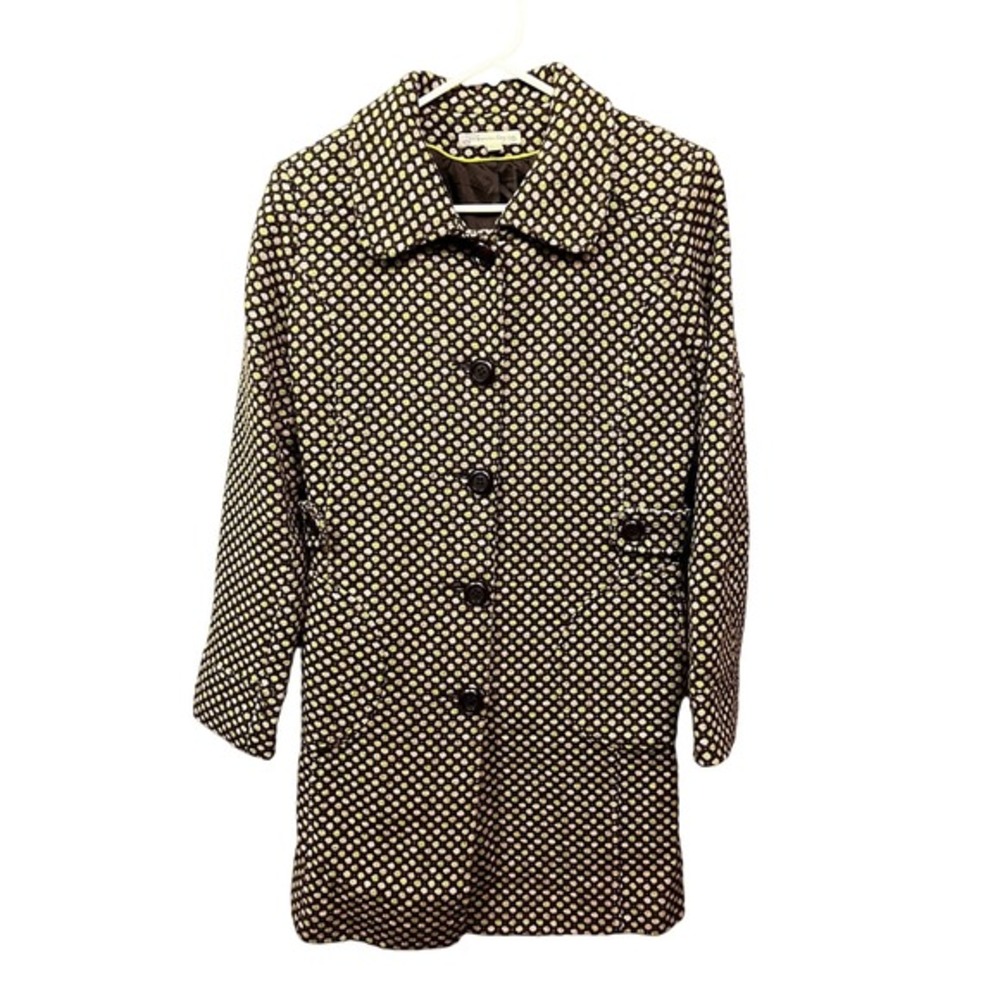 American Rag‎ Cie Womens Wool Blend Geometric Pattern Button Front Coat Brown M